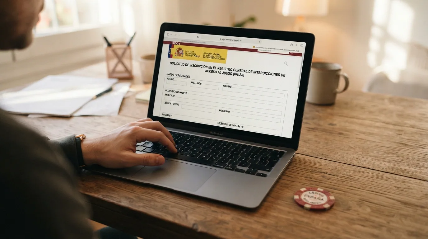 Pantalla del portal de la DGOJ con el formulario de inscripción al Registro General de Interdicciones de Acceso al Juego