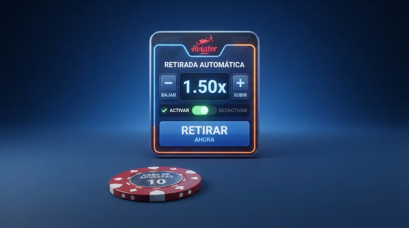 Panel de configuración de auto retiro de Aviator con un multiplicador programado