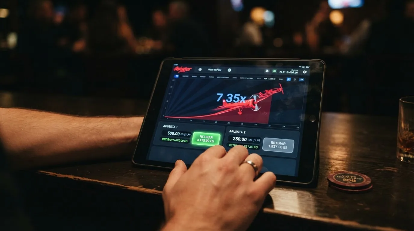 Pantalla de Aviator mostrando las dos apuestas simultáneas activas y los botones de retiro