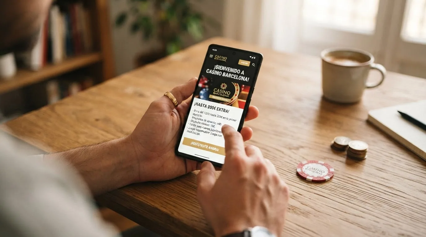 Detalle de la promoción del bono de bienvenida en la web de Casino Barcelona