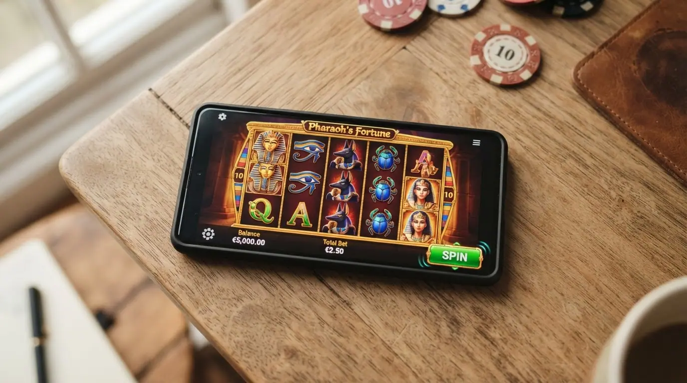Interfaz del modo demo de Book of Ra Deluxe con saldo ficticio en euros y los botones de apuesta