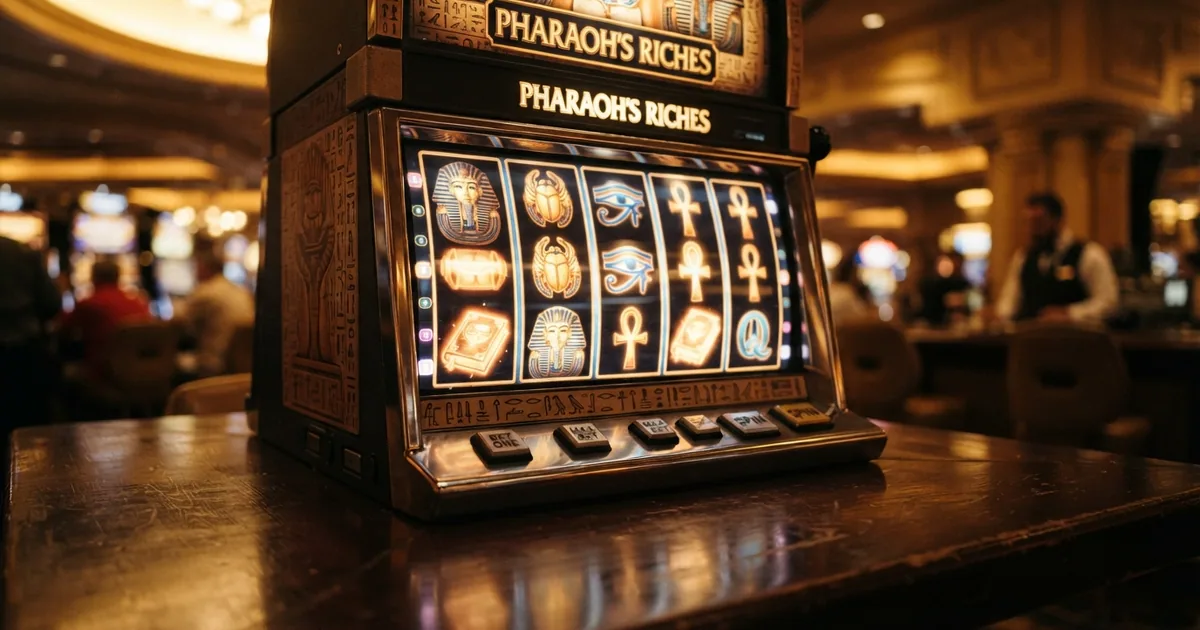 Pantalla del juego Book of Ra Deluxe con sus cinco rodillos y símbolos egipcios sobre fondo dorado
