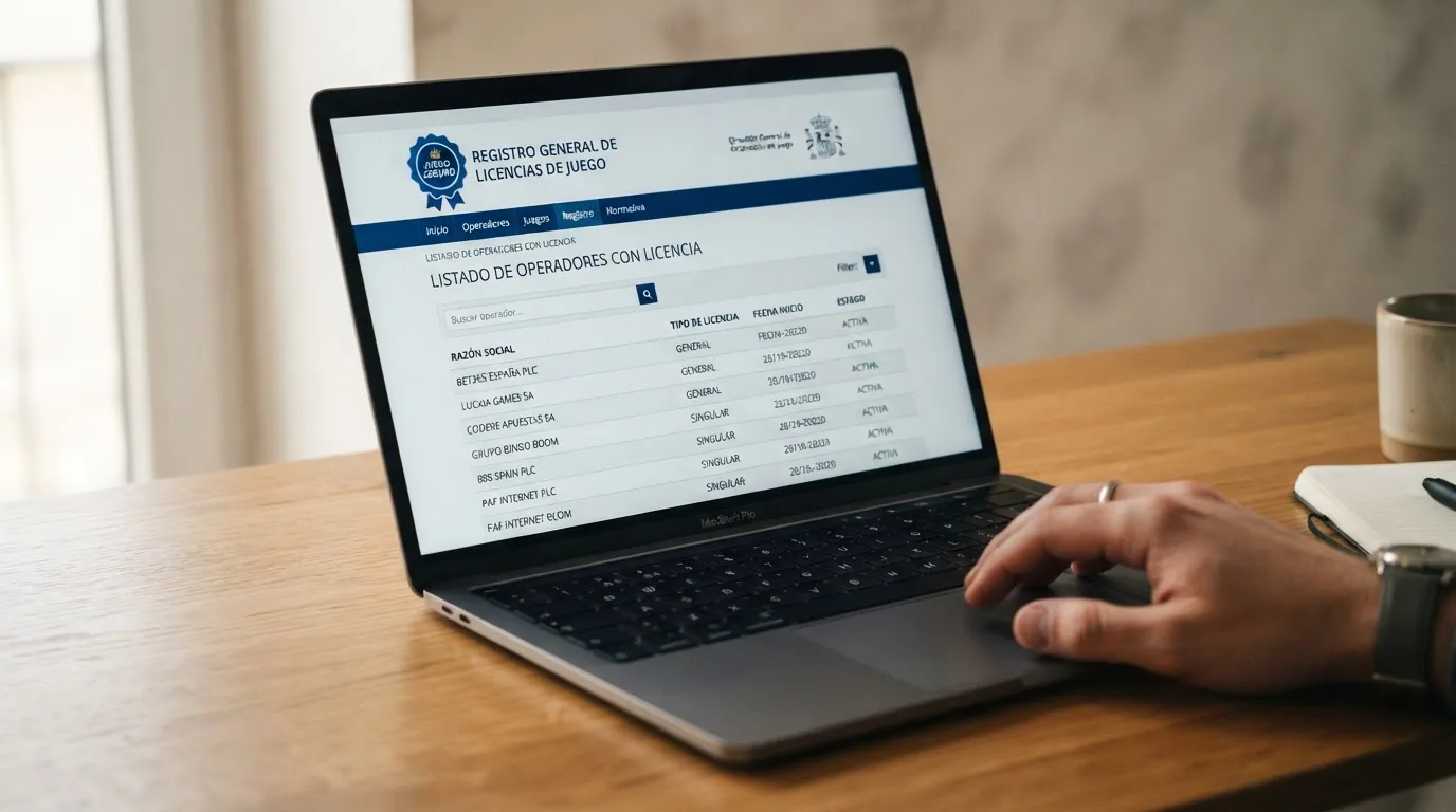 Captura del registro público de la DGOJ en ordenacionjuego.es con el listado de operadores con licencia
