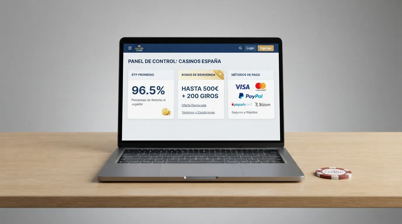 Pantalla partida con las fichas de varios casinos online mostrando sus características principales en columnas