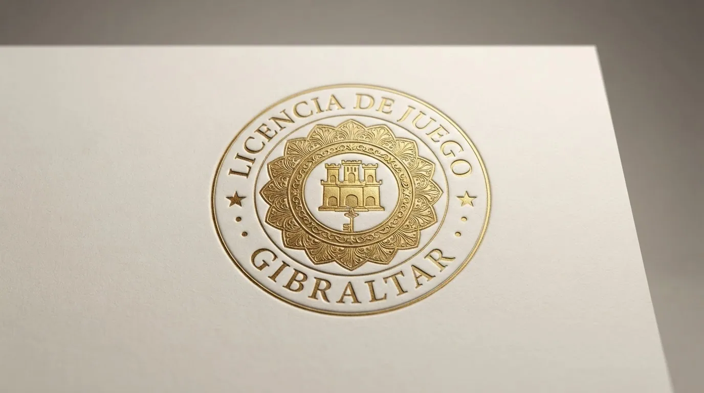 El sello oficial de la Gibraltar Gambling Commissioner sobre un certificado de licencia de juego