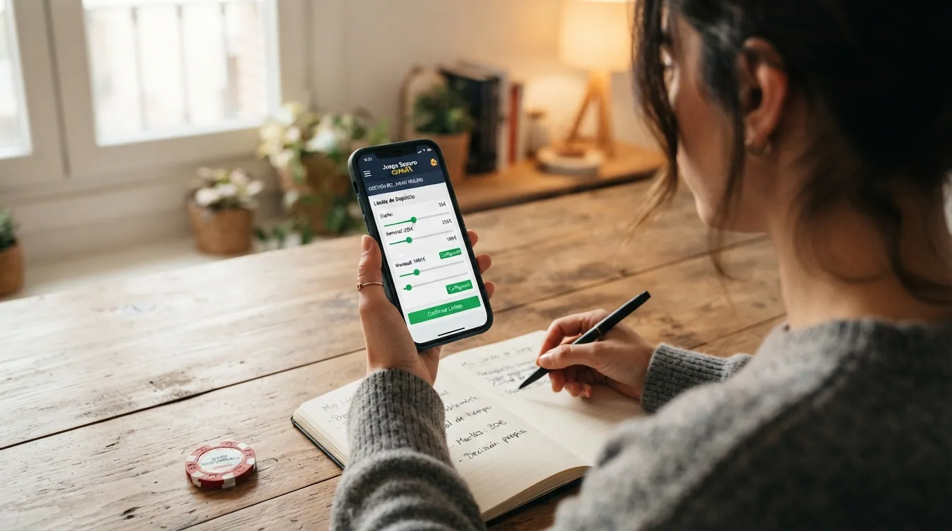 Pantalla de configuración de límites de depósito en un casino online con las opciones de límite diario, semanal y mensual visibles