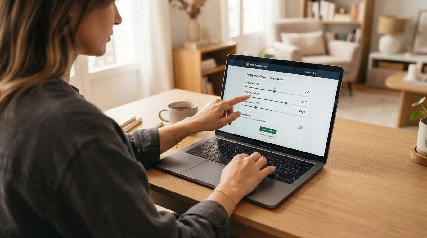 Panel de configuración de límites de depósito y autoexclusión en un casino online español
