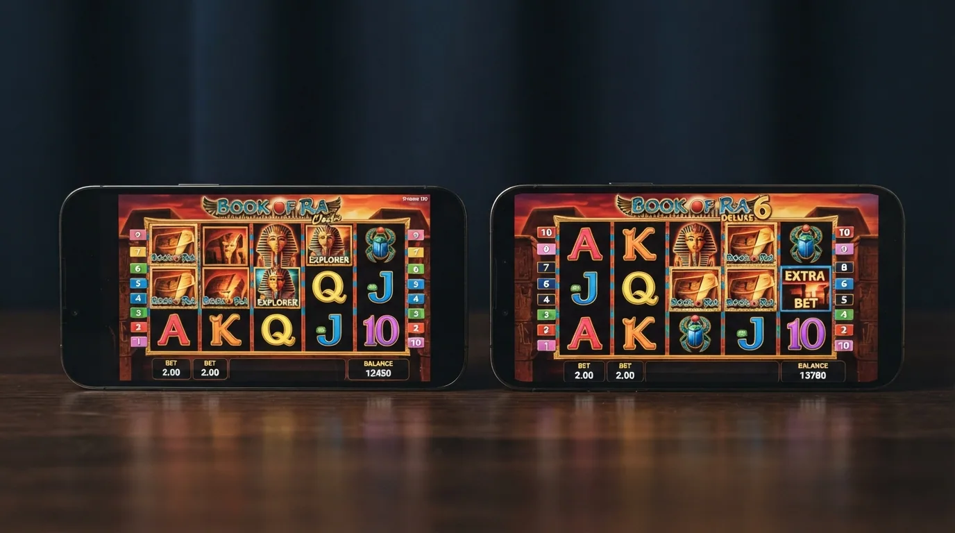 Comparativa visual de las pantallas de título de Book of Dead y Legacy of Dead de Play'n GO