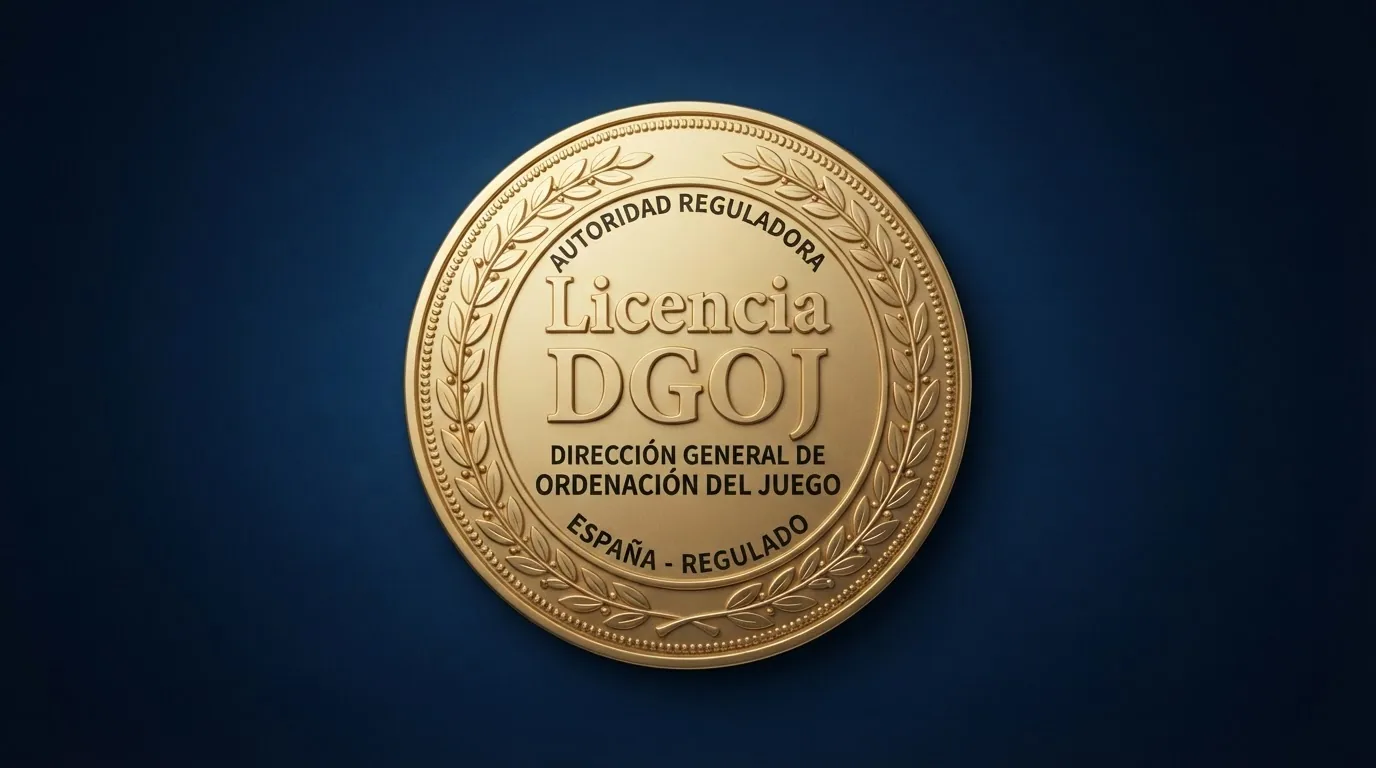 Sello o emblema oficial de la DGOJ junto a un candado verde y la URL ordenacionjuego.es en la barra de un navegador
