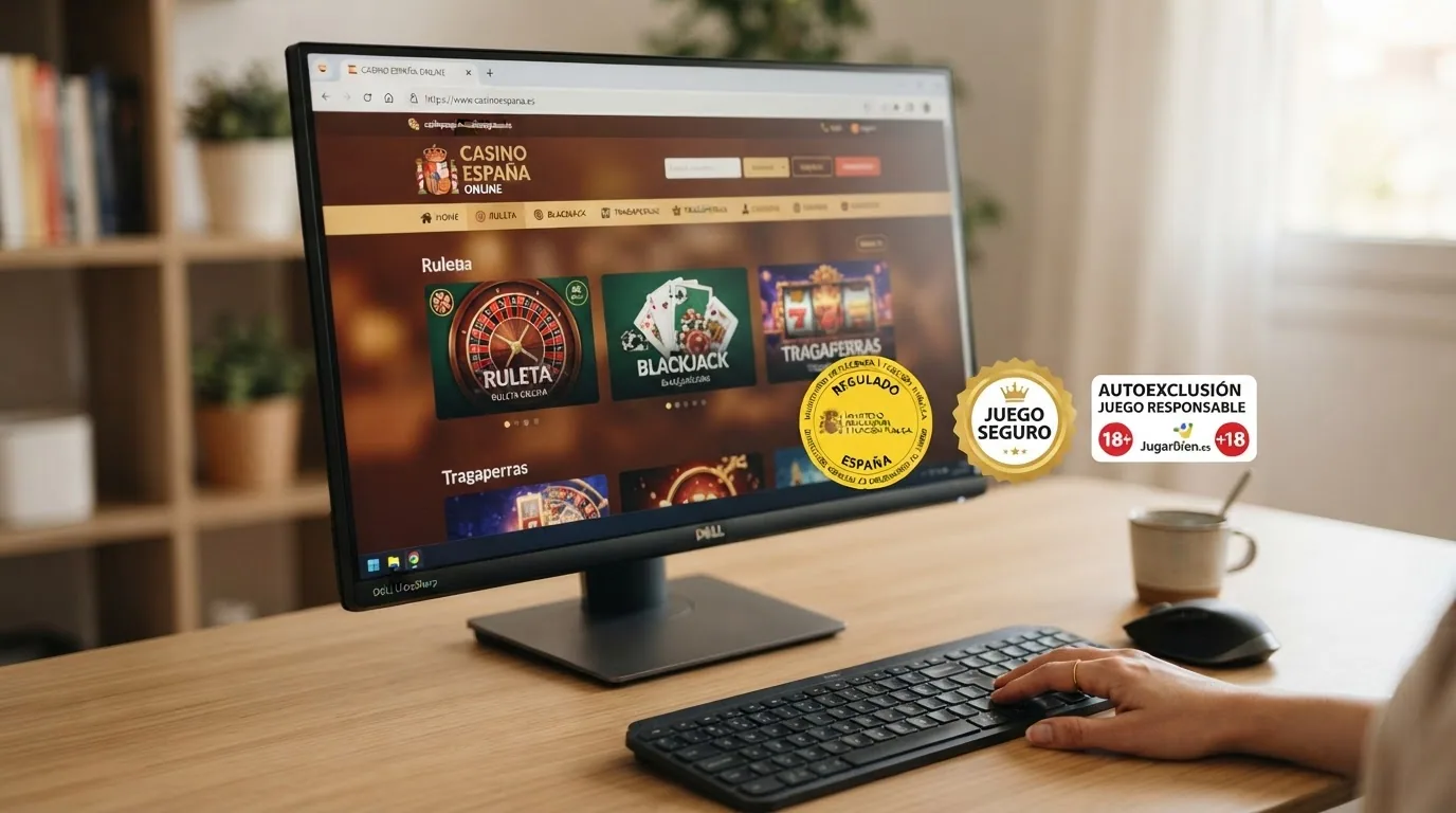 Logotipo oficial de la DGOJ y el sello de juego seguro del Ministerio de Consumo en la web de un operador con dominio .es