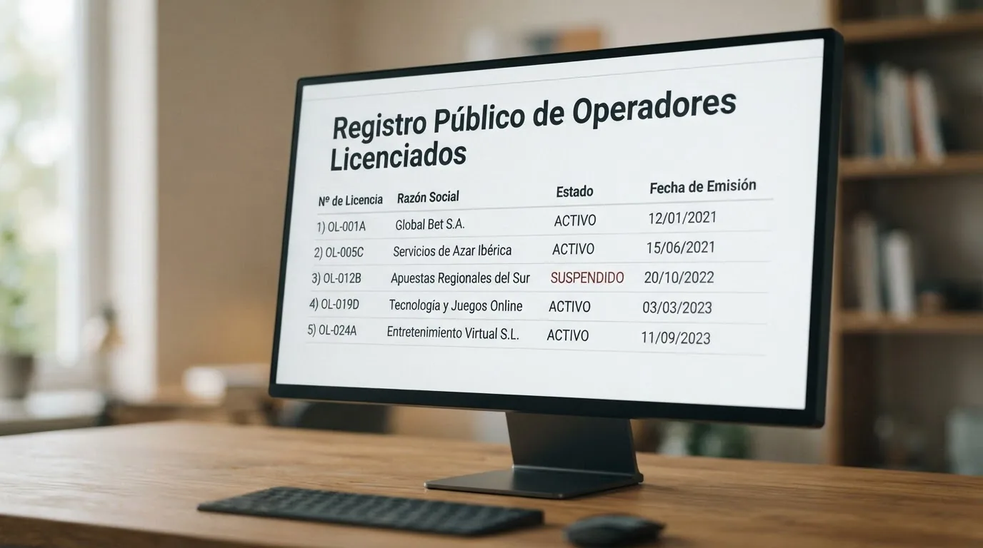Captura del registro público de operadores con licencia DGOJ en la web ordenacionjuego.es