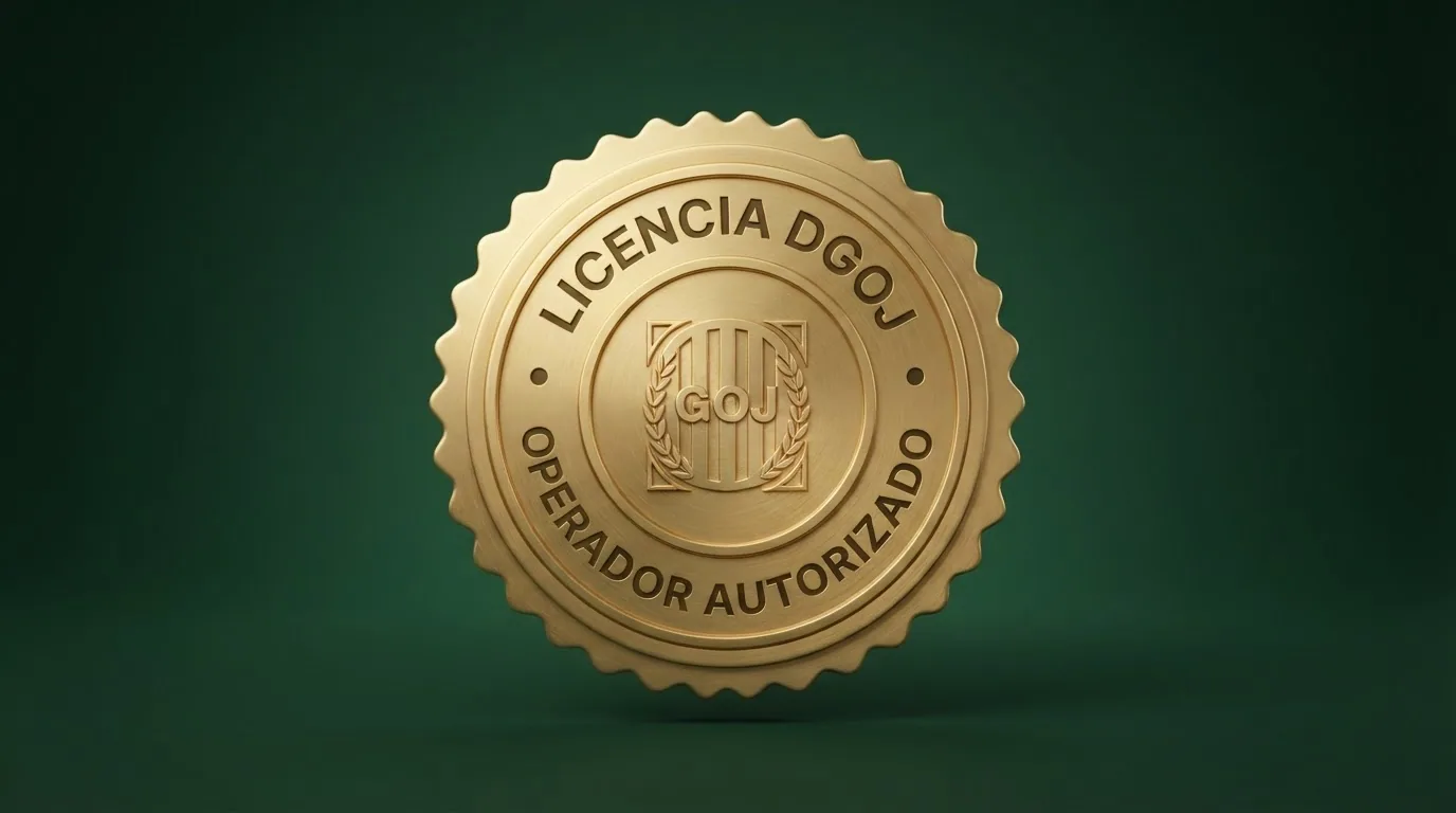 Sello oficial de la Dirección General de Ordenación del Juego junto a un candado de seguridad verde y la extensión .es resaltada en la barra de direcciones del navegador.