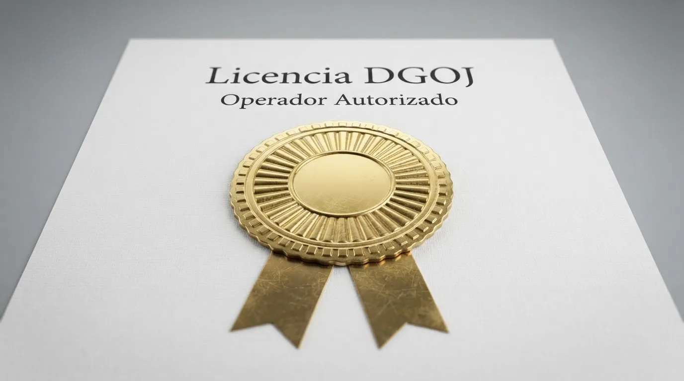 Sello y logotipo de la Dirección General de Ordenación del Juego junto al dominio .es de un casino autorizado