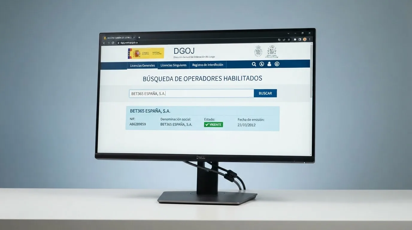 Captura del buscador público del registro de operadores de la DGOJ con el estado activo de una licencia