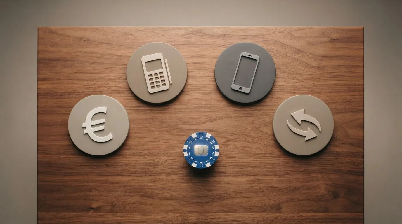 Iconos de métodos de pago (PayPal, Bizum, tarjeta, transferencia) con una flecha de ida (depósito, en verde) y otra de vuelta (retirada, en naranja) marcando los tiempos medios