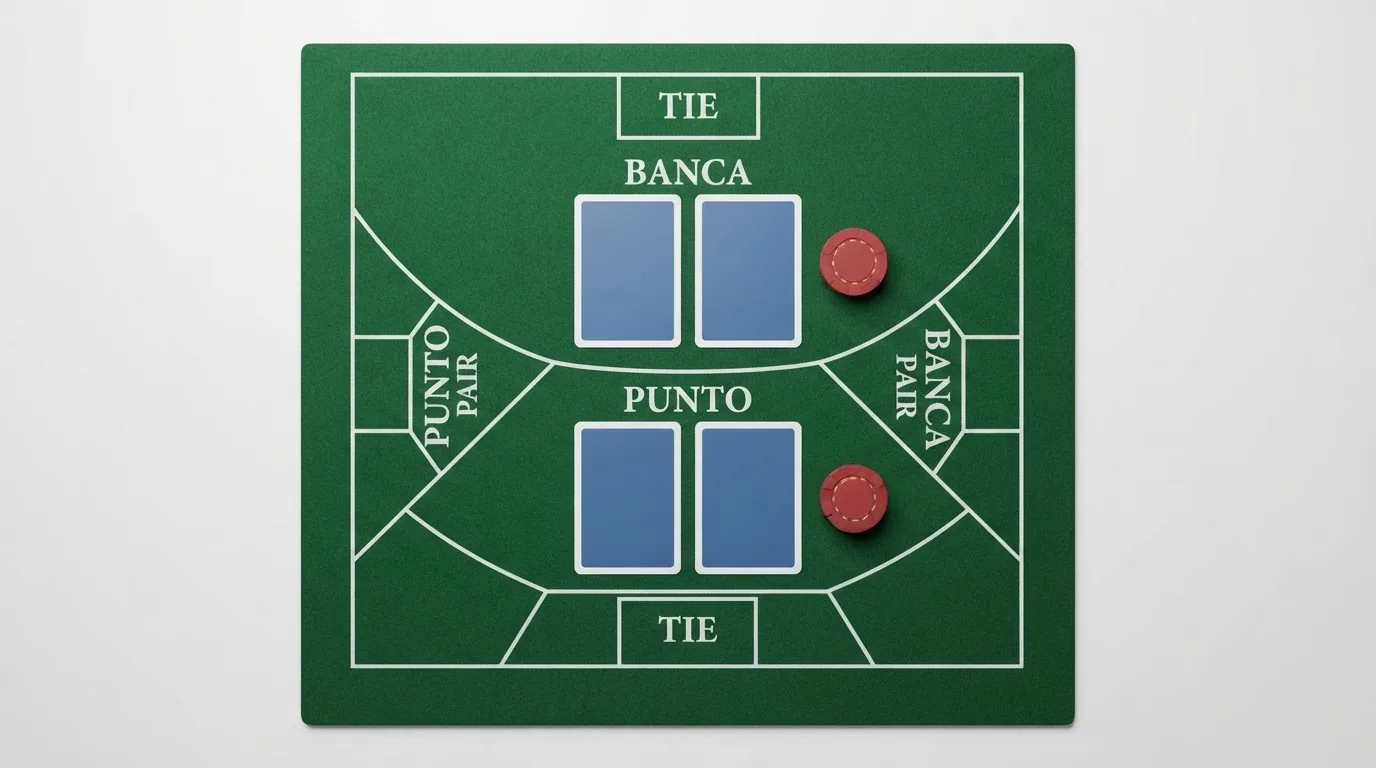 Reparto inicial de dos cartas para Punto y dos para Banca sobre un tapete verde