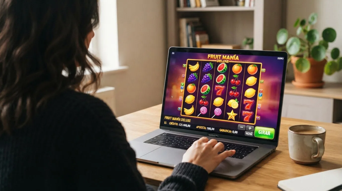 Pantalla de Sweet Bonanza en modo demo con el contador de crédito virtual visible y el botón de giro activo